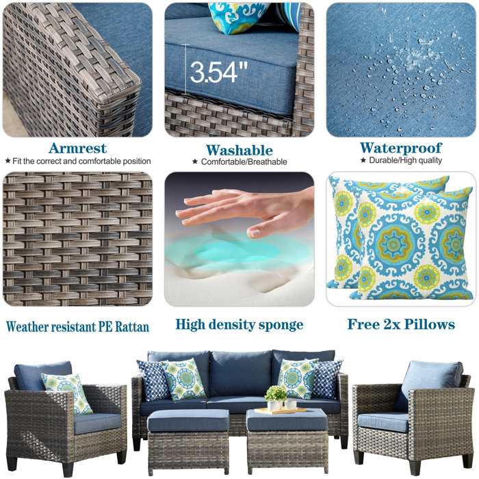 Wade Logan® Harbin 5 Person Outdoor Seating Group with Cushions